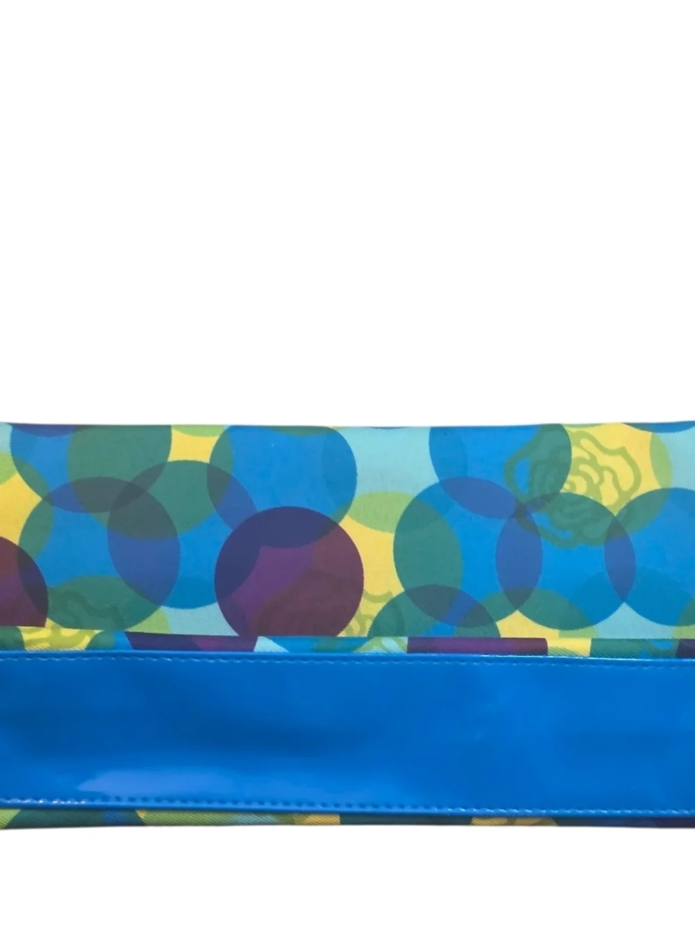 Lancome Multicolor Circle Print Blue Lined Cosmetic Pouch